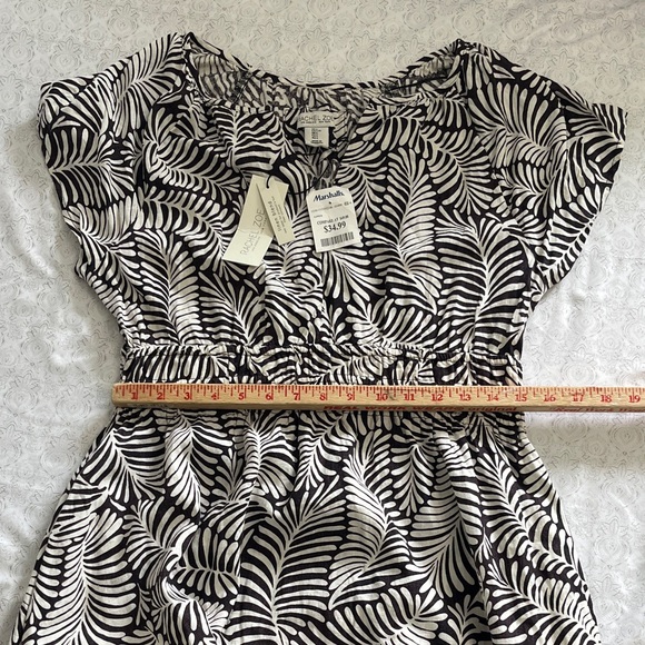 NWT Rachel Zoe - Brown and White Leaf Print Dress - Picture 8 of 9